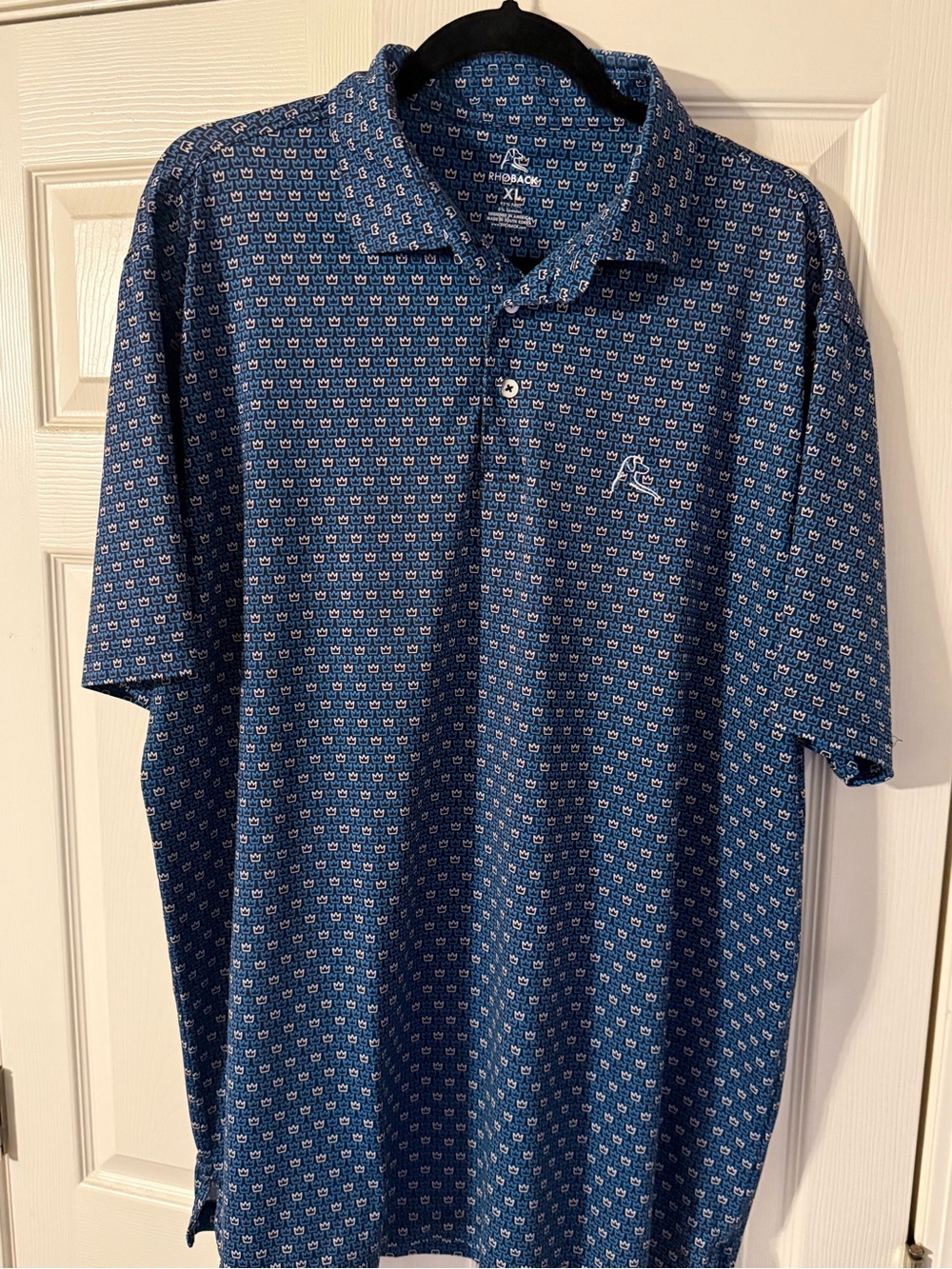 RhobackBlue Printed Performance Polo - Men’s XL